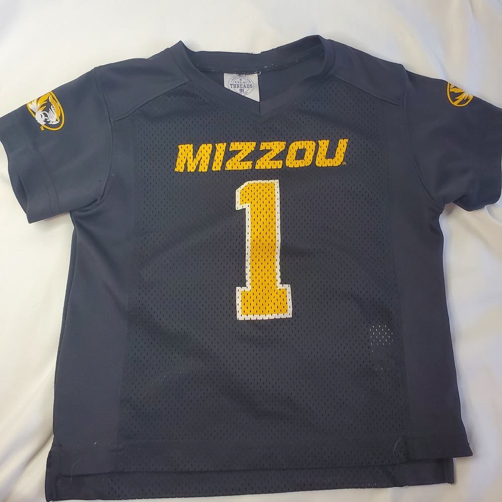 Rivalry Threads Mizzou Tigers Football Jersey Kids 3T Black Gold Number 1 NCAA